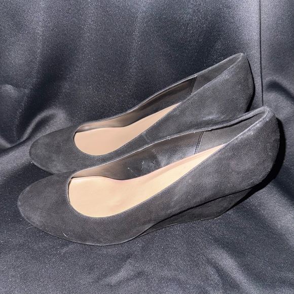 Cole Haan Black Suede Rounded-Toe Heels - Picture 2 of 3
